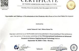 مقاله مهندسان خوزستانی در حوزه «فولاد سبز» در نروژ برگزیده شد