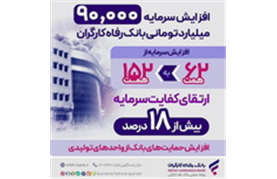  افزایش سرمایه بانک رفاه کارگران؛ گسترش نقش‌آفرینی در اقتصاد ملی و جهش حمایت‌ها از تولید ملی و اشتغالزایی
